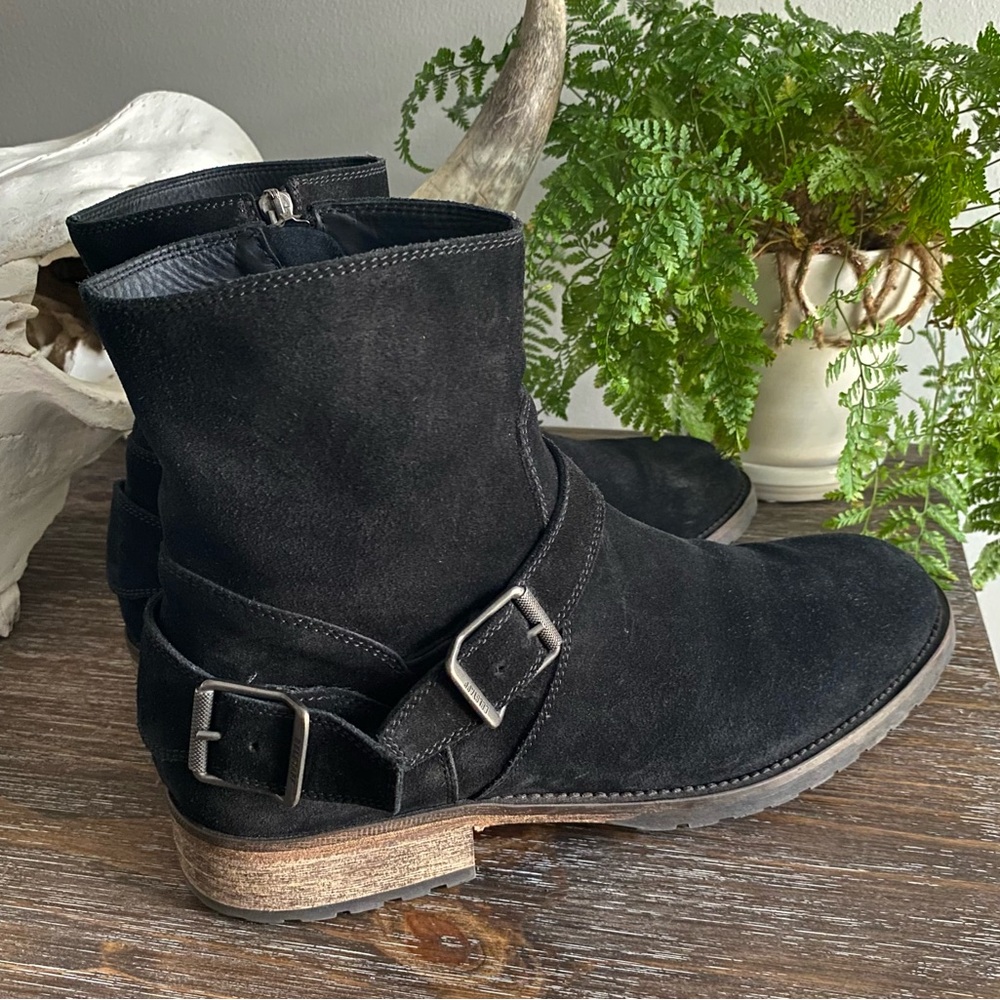 Belstaff Trialmaster Black Suede Moto Engineer Zip Up Boots Italian Mens EU 44 - Picture 9 of 13